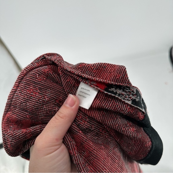 Ming Wang Houndstooth Cardigan Sweater Red Black Gray Size Large - Picture 4 of 5